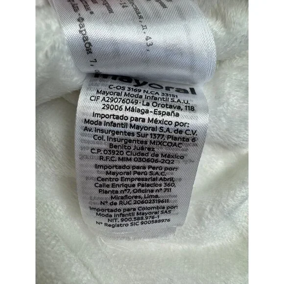 Mayoral Infant Girls White Textured Coat Faux Fur Collar Size 24M - Picture 7 of 16